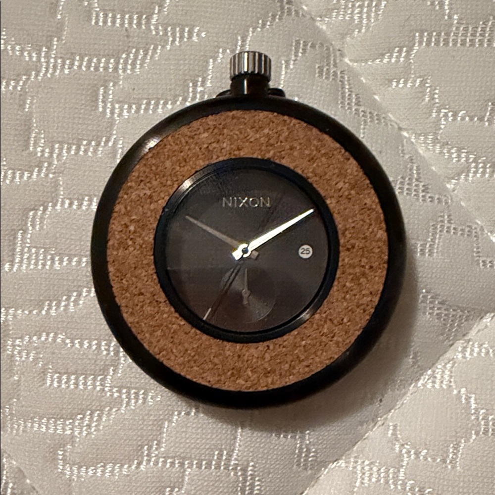 Nixon Black and Cork Accent Round Wall Clock
